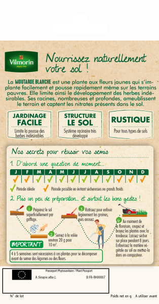 Engrais verts - Engrais vert Moutarde blanche - BIO - Petit Modèle  - MEDIA_PACKAGING_VERSO